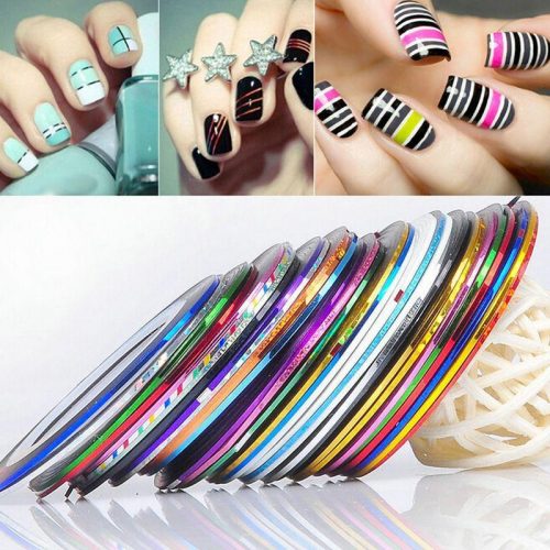 Holographic Nail Strips (Silver) 1 мм