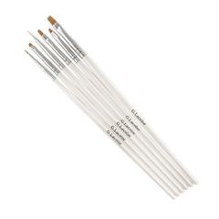 Set of Brushes for Escalating Gel and Nail Design with White Handle