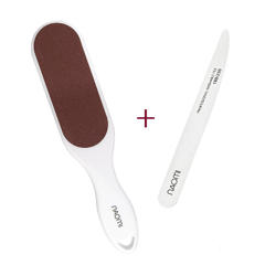 Педикюрна терка для ніг Naomi 100/180, біло-коричнева + Пилка-ніж 180/220 для нігтів у подарунок