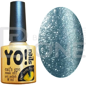Магнітний гель-лак Yo!Nails Cats Eye №55 сріблясто-зелений з глітером 8 мл