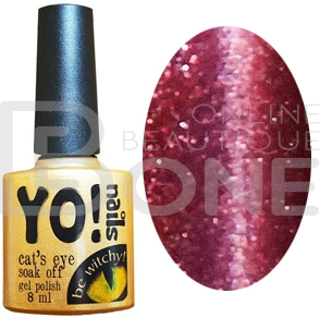 Магнітний гель-лак Yo!Nails Cats Eye №58 бордовий з глітером 8 мл