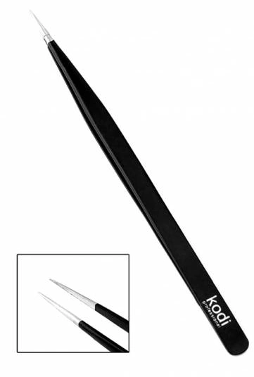 Загострений пінцет для нарощування вій прямий Kodi Pointed Tweezers for Eyelash Straight японська сталь 12 см