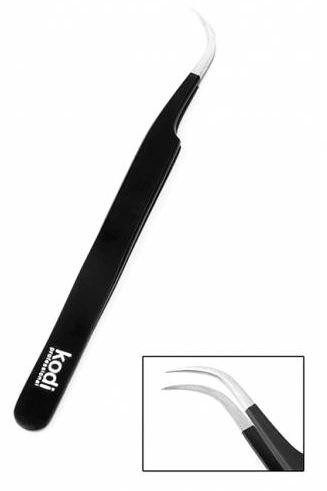 Загострений пінцет для нарощування вій вигнутий Kodi Pointed Tweezers for Eyelash Curved японська сталь 11 см