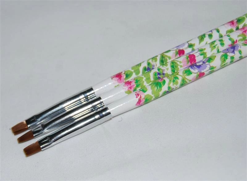 Пензель прямий з квітковим принтом №6 YRE Gel brush artificial straight YKGB-06-C
