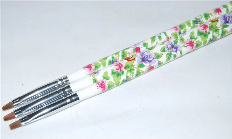 Пензель для гелю пряма з квітковим принтом №4 YRE Gel brush artificial straight YKGB-04-C