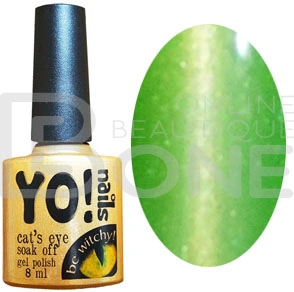 Магнітний гель-лак Yo!Nails Cats Eye №15 зелений із шиммером 8 мл