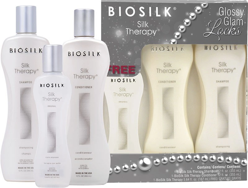 Натуральний шовк-комплекс BioSilk Glossy Glam Locks шампунь, кондиціонер, шовк