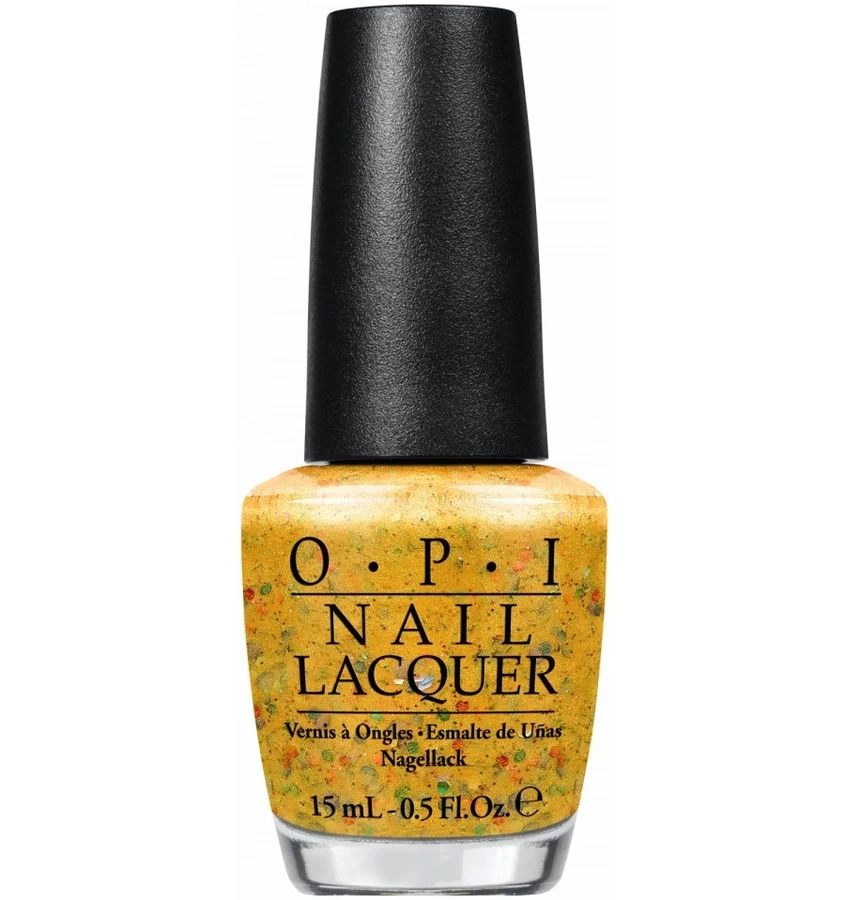 Лак OPI Pineapple Have Peeling Too! глітерний золотий з різнокольоровими блискітками 15 мл