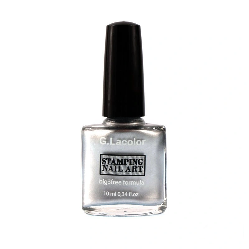Лак для нігтів для стемпінгу G.La color Stamping Nail Art Lacquer 009 сріблястий з перламутром 10 мл