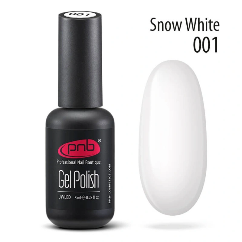 Гель-лак PNB №001 Snow White білий, емаль 8 мл