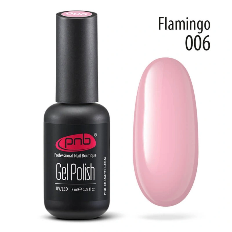 Гель-лак PNB №006 Flamingo світлий холодний рожевий, емаль 8 мл
