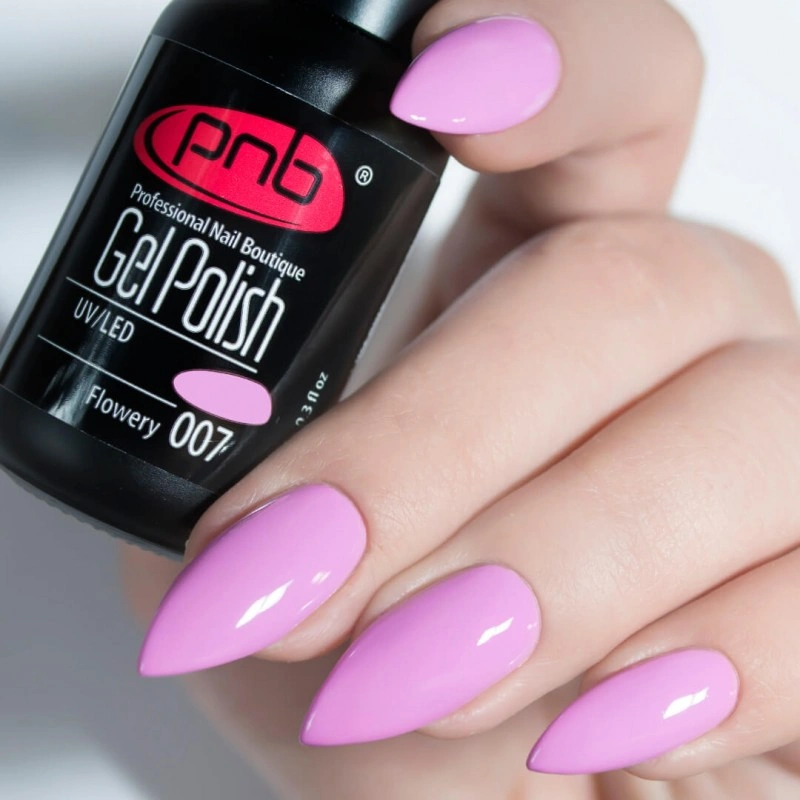 Гель-лак PNB №007 Flowery насичений рожевий, емаль 8 мл