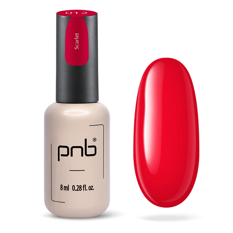 Гель-лак PNB №012 Scarlet червоний, емаль 8 мл