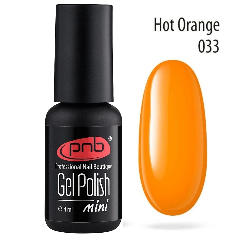 Гель-лак PNB №033 Hot Orange помаранчевий, неон 8 мл