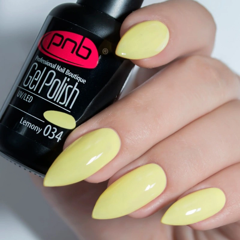 Гель-лак PNB №034 Lemony світло-жовтий, емаль 8 мл