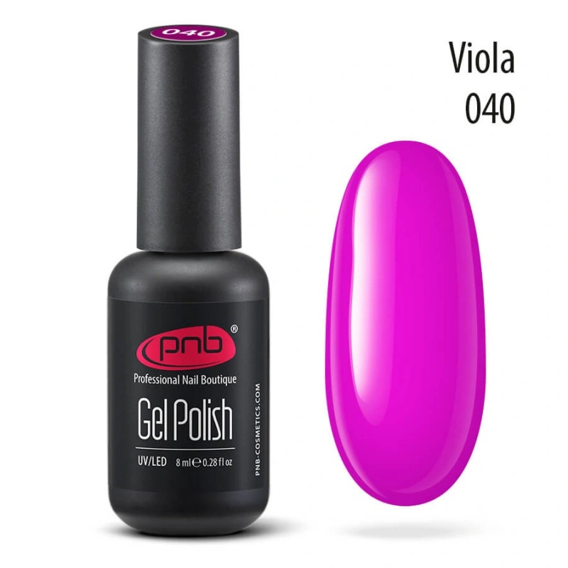 Гель-лак PNB №040 Viola фуксія, неоновий 8 мл