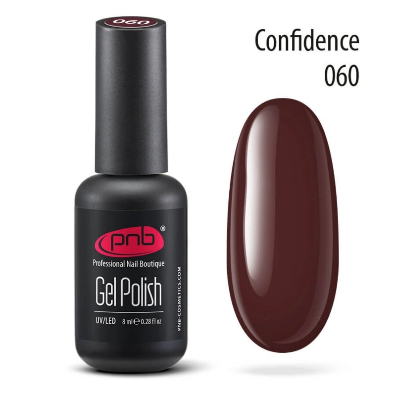 Гель-лак PNB №060 Confidence бургунді, емаль 8 мл
