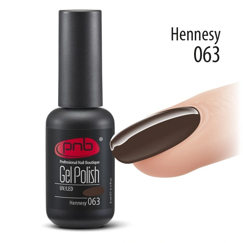 Гель-лак PNB №063 Hennesy темно-коричневий, емаль 8 мл