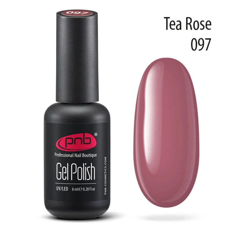 Гель-лак PNB №097 Tea Rose темний брудно-рожевий, емаль 8 мл
