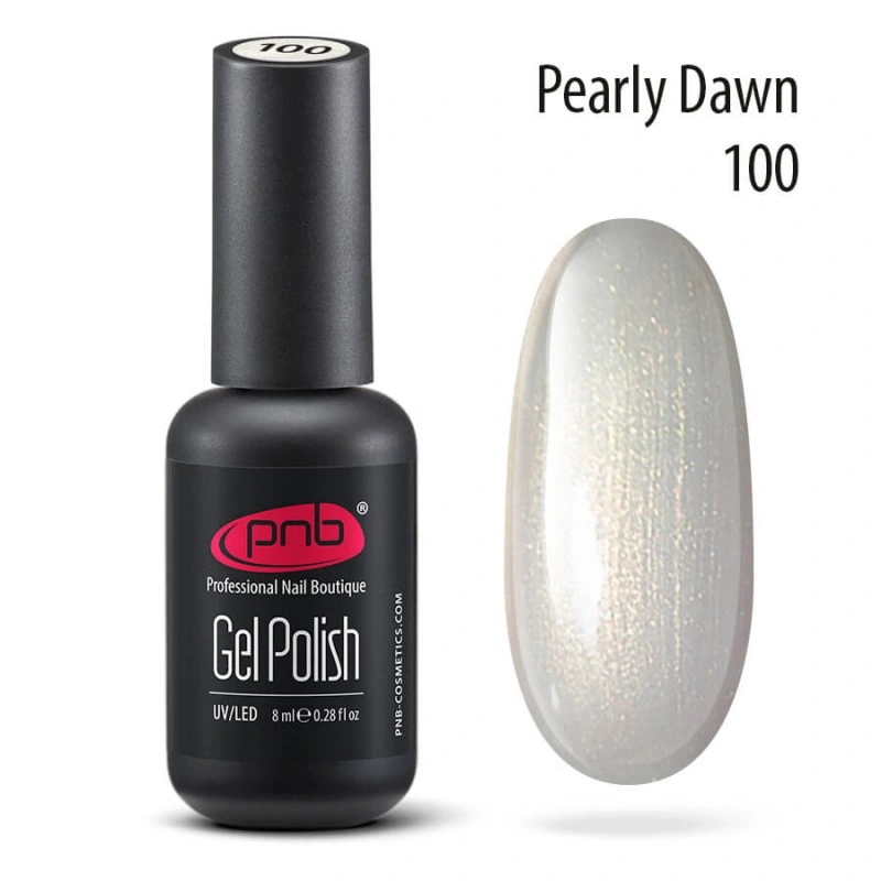 Гель-лак PNB №100 Pearly Dawn білий із золотим перламутром 8 мл