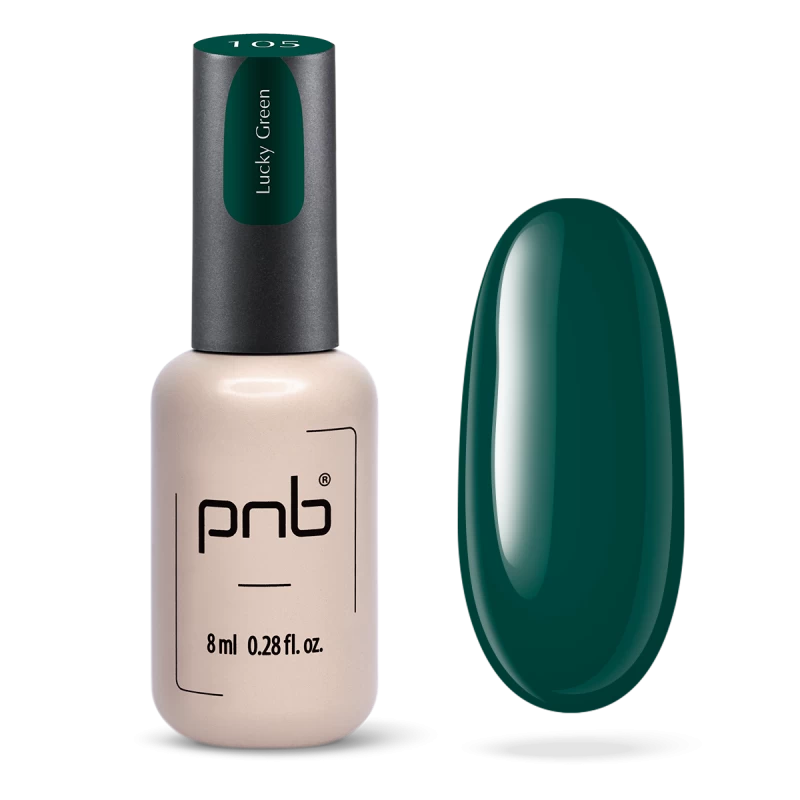Гель-лак PNB №105 Lucky Green зелений, емаль 8 мл