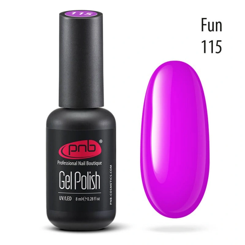 Гель-лак PNB №115 Fun яскравий фіолетовий, емаль 8 мл