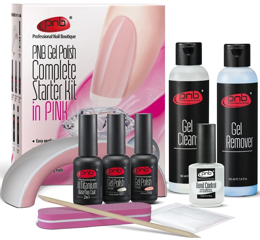 Стартовий набір PNB із LED апаратом 9 Вт PNB Complete Gel Polish Starter Kit in Pink