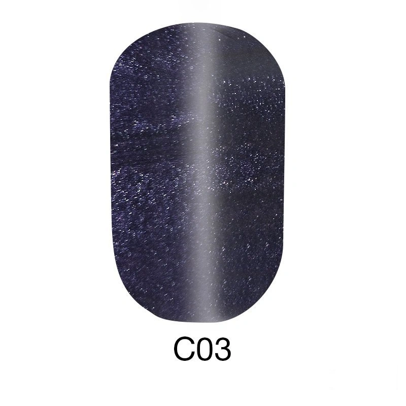 Магнітний гель-лак Naomi Gel Polish Cat Eyes С03 сірий з фіолетовими шиммерами 6 мл