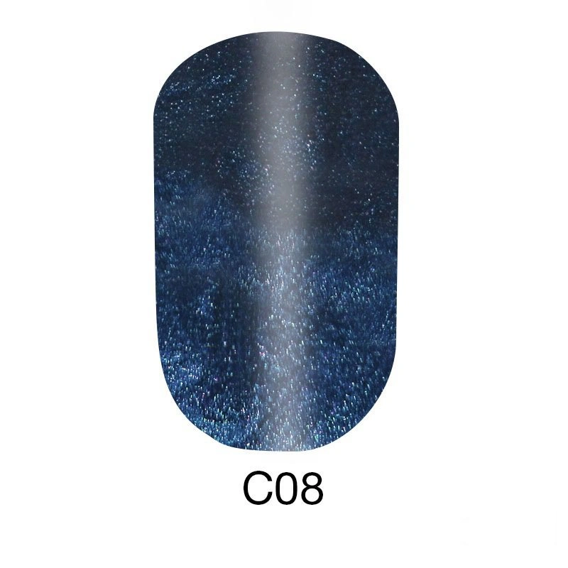 Магнітний гель-лак Naomi Gel Polish Cat Eyes С08 сливово-сірий з бірюзовим шиммером 6 мл