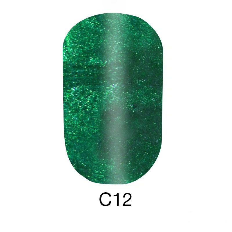 Магнітний гель-лак Naomi Gel Polish Cat Eyes С12 зелений із шиммером 6 мл