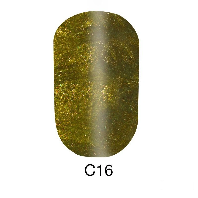 Магнітний гель-лак Naomi Gel Polish Cat Eyes С16 оливково-сінний із шиммером 6 мл