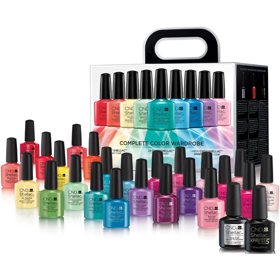 Набір шелаків 24 кольори + Top Coat Xpress5 CND Shellac Color Wardrobe Kit 24 Colors Top Coat Xpress5