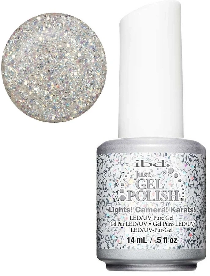 Гель-лак IBD Just Gel Polish Lights! Camera! Karats! сріблясті голографічні блискітки на прозорій основі 14 мл
