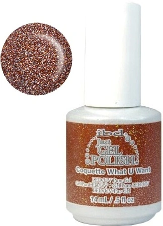 Гель-лак IBD Just Gel Polish Coquette What U Want мікс вогненно-жовтогарячих блискіток з голографічними 14 мл