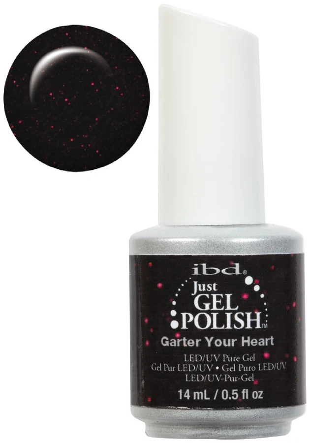Гель-лак IBD Just Gel Polish Garter Your Heart чорний із червоними блискітками 14 мл