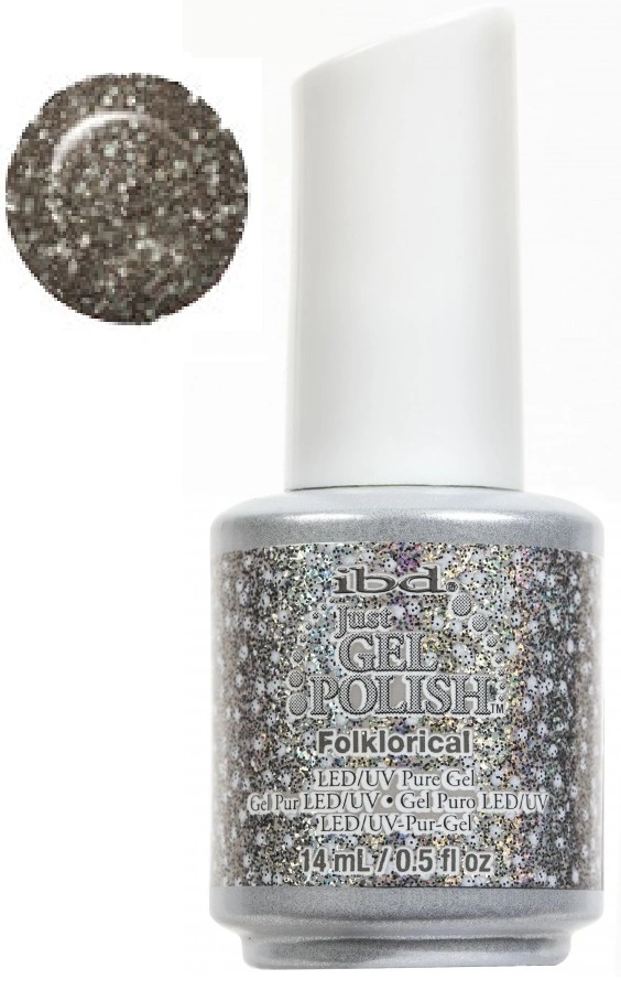 Гель-лак IBD Just Gel Polish Folklorical сріблясті блискітки у формі крапок та багатокутників на прозорій основі 14 мл