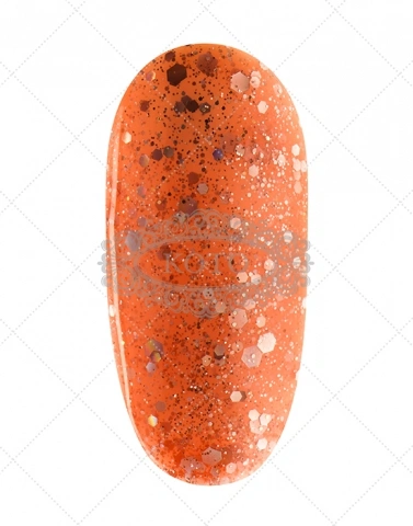 Гель-лак Koto Gel Polish 180 персиковий з великими та дрібними голографічними блискітками 5 мл