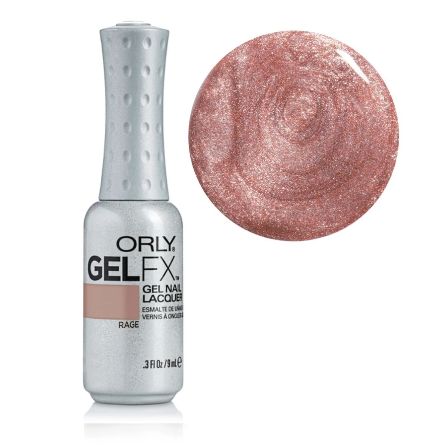 Гель-лак ORLY Gel FX Rage золотий з рожевим відтінком, щільні блискітки 9 мл