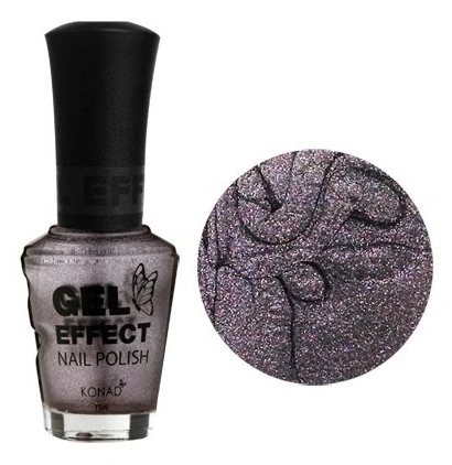 Лак з ефектом гелю Konad Gel Effect Nail Polish Ash Gray попелясто-сірий з шиммером 15 мл
