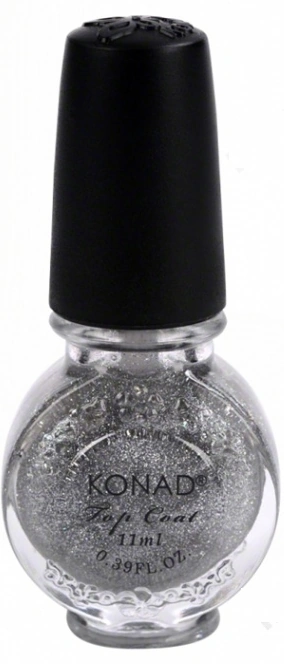 Закріплювач прозорий з сріблястими з блискітками Konad Special Top Glitter Silver 11 мл
