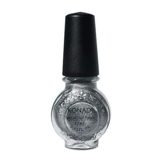 Лак для стемпінгу Konad Special Nail Polish Powdery Silver сріблястий з шиммером 11 мл