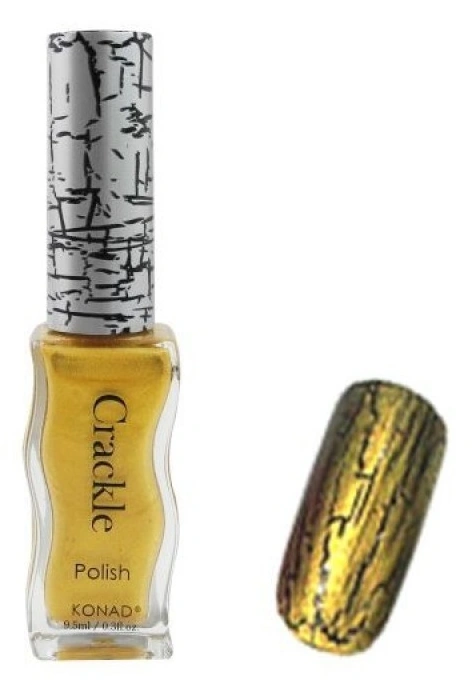Кракелюрний лак Konad Crackle Nail Gold золотистий із шиммером 9,5 мл