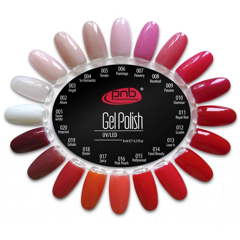 Кольорова палітра гель-лаку PNB, кольори 1-20 PNB Color Palette №1 (01-20)