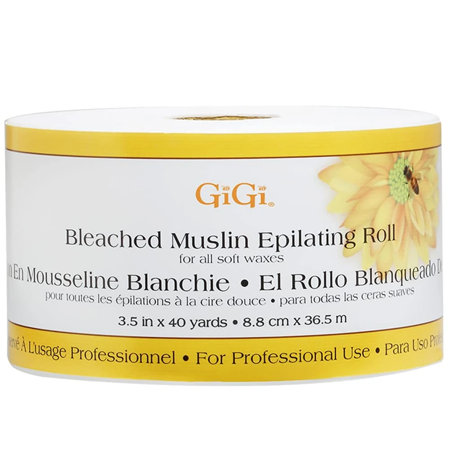 Вибілені міткалеві смужки для епіляції GIGI Bleached Muslin Epilating Roll рулон 36,5 м