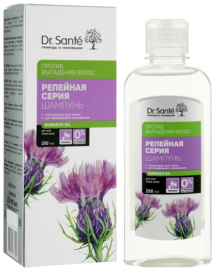 Шампунь проти випадіння волосся Ріп`якова серія Dr.Sante Burdock Oil Shampoo 250 ml