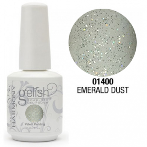 Гель-лак Harmony Gelish Emerald Dust сріблясті голографічні блискітки із зеленим відливом 15 мл