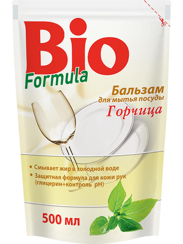 Бальзам для миття посуду Гірчиця BIO Formula Dishwashing Mustard дой-пак 500 мл
