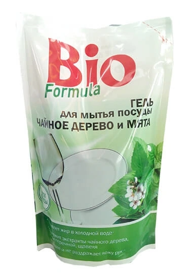 Гель для миття посуду Чайне дерево та м`ята BIO Formula Washing Dishes Tea tree and Peppermint дой-пак 500 мл