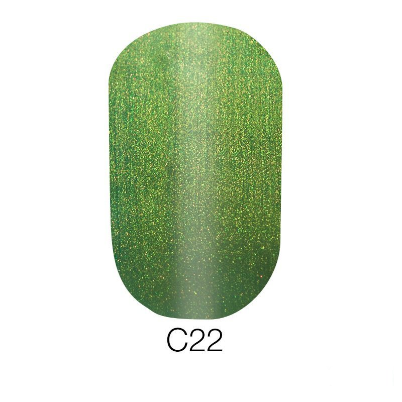 Магнітний гель-лак Naomi Gel Polish Cat Eyes С22 зелений із шиммерами 6 мл