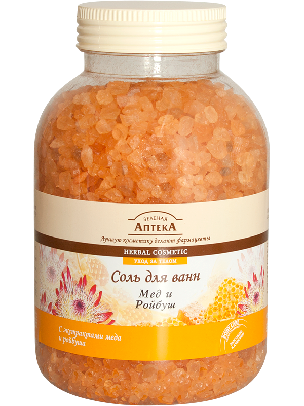 Сіль для ванни Мед та Ройбуш Зелена аптека Bath Salt Honey and Rooibos 1300гр